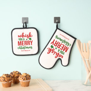 Fun Whisk Ihnen ein frohes Weihnachts Grün rot wei Ofenhandschuh & Topflappen-Set