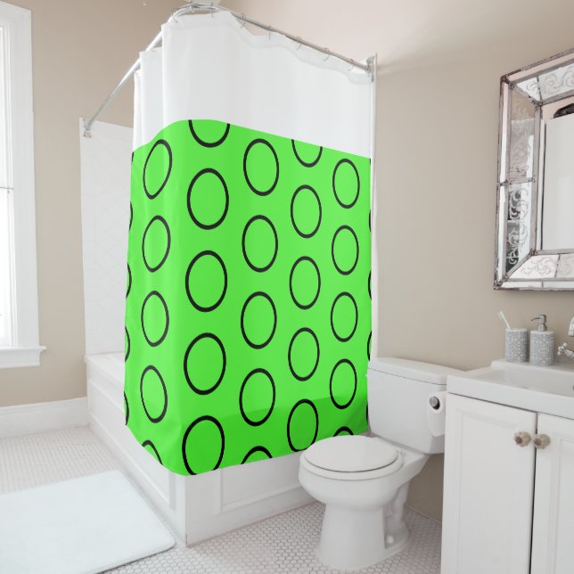 Fun White Black Bright Lime Green Geometric Art Duschvorhang (Beispiel)