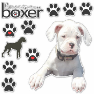 Fun White Boxer Dog Car Stickers Aufkleber