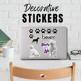 Fun White Boxer Dog Puppy Stickers Aufkleber