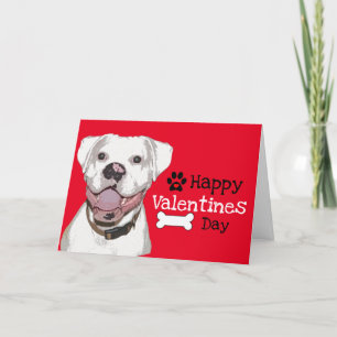 Fun White Boxer Dog Valentine Dankeskarte