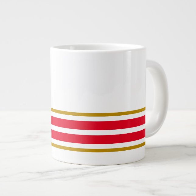 Fun White Bright Red Bottom Edge Racing Streifen Jumbo-Tasse (Vorderseite Rechts)