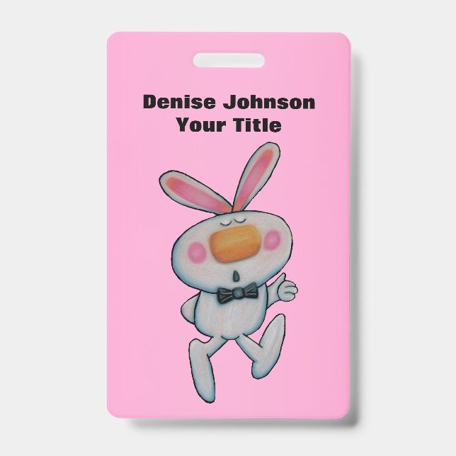 Fun White Bunny Thumbs Up Schild Krawatte Pink Ausweis (Vorderseite)