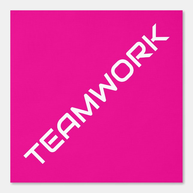 Fun-White-Diagonal-TEAMWORTText auf Hot-Pink Tapete (Vorderseite)