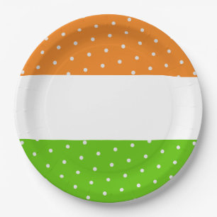 Fun White Dots Bright Tropical Limon Orange Streif Pappteller