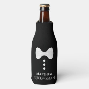 Fun White Krawatte Trauzeuge Hochzeitsflasche Cool Flaschenkühler