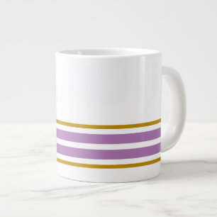 Fun White Lavender Bottom Edge Racing Stripes Jumbo-Tasse