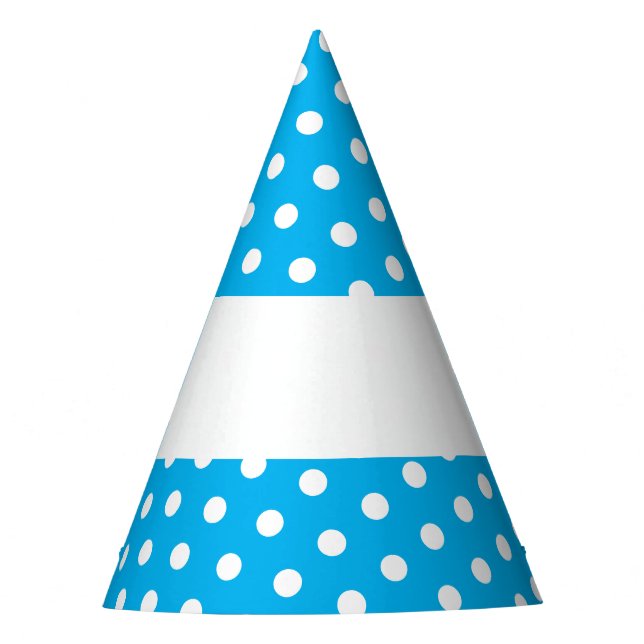 Fun White Polka Dots Banded Sky Blue Background Partyhütchen (Vorderseite)
