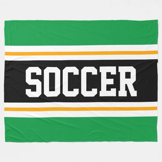 Fun Wide Bright Green Black SOCCER Racing Streifen Fleecedecke (Vorderseite (Horizontal))