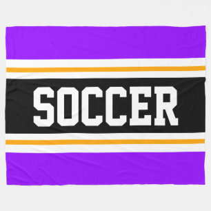 Fun Wide Bright Lila Black SOCCER Racing Streifen Fleecedecke