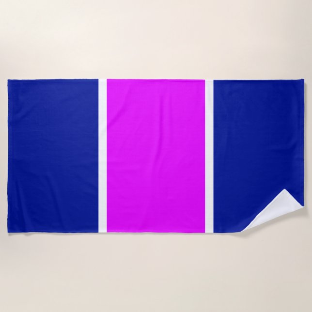 Fun Wide Bright Pink Royal Blue Streifen Strandtuch (Vorderseite)