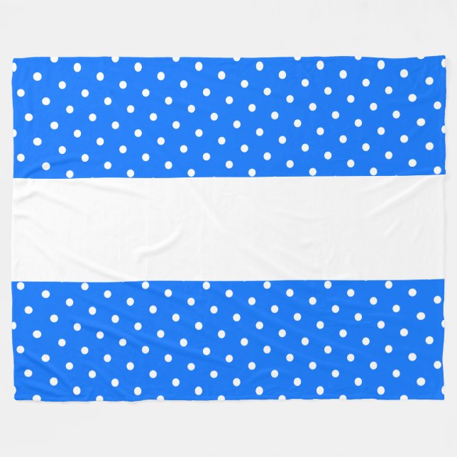 Fun Wide Bright Polka Dotted Blue White Stripes Fleecedecke (Vorderseite (Horizontal))