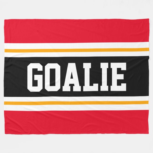 Fun Wide Bright Red Black GOALIE Racing Streifen Fleecedecke (Vorderseite (Horizontal))