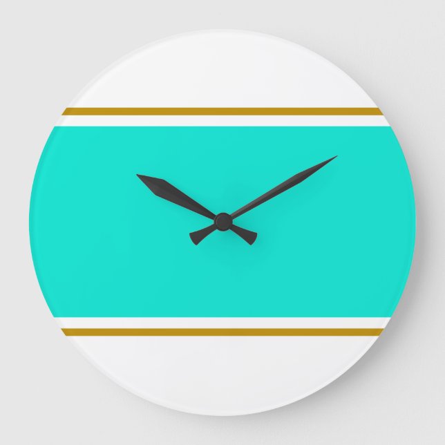 Fun Wide Retro Bright Aqua Große Wanduhr (Vorderseite)