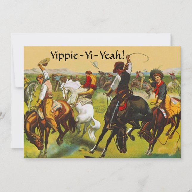 Fun Wild West Yippie Yi Yeah Party Einladung (Vorderseite)
