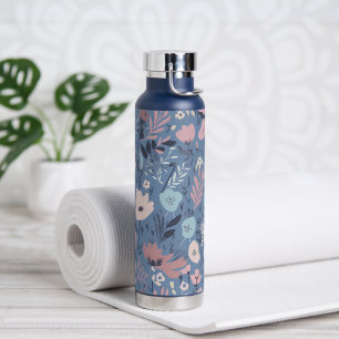 Fun-Wildblume-Design auf blau Trinkflasche