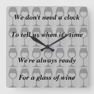 fun wine clock quadratische wanduhr