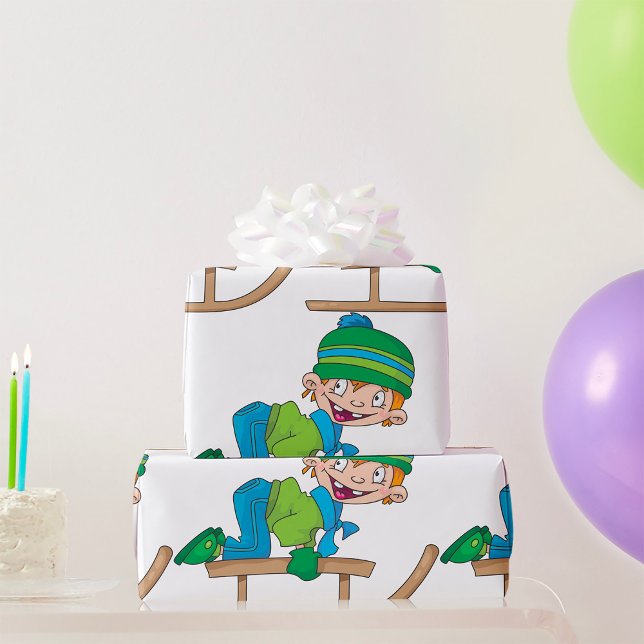 Fun Winter Rodelbahn Niedliches Schneeabenteuer Geschenkpapier (Von Creator hochgeladen)