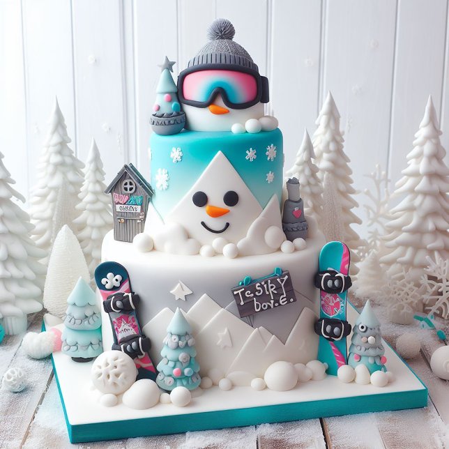 FUN WINTER SNOWBOARD THEMA KINDERGEBURTSTAG CAKE KARTE (Von Creator hochgeladen)