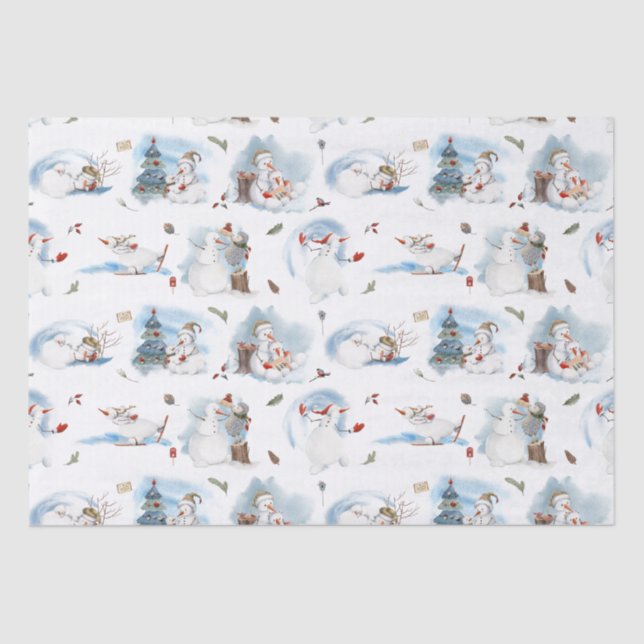 Fun Winter Snowman Kids Cartoon Pattern Seidenpapier (Vorderseite)
