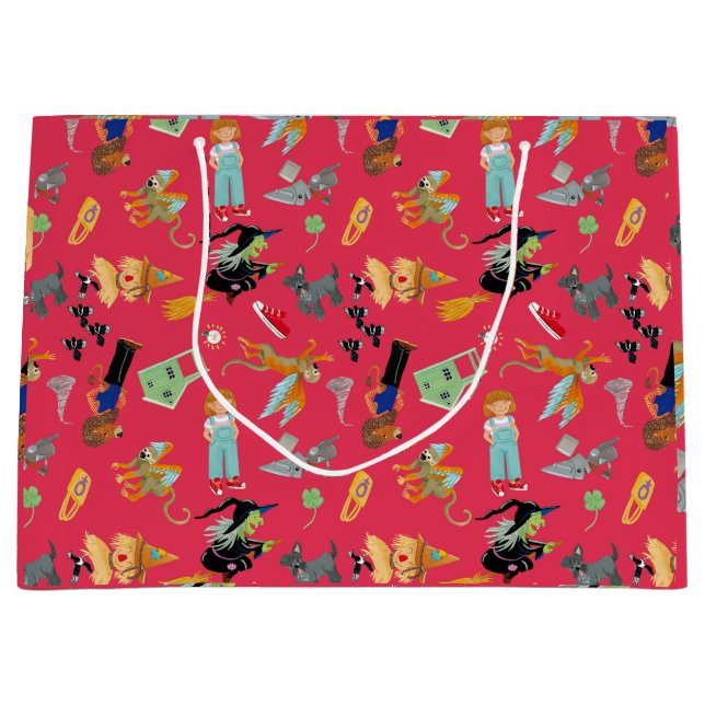 Fun Wizard of Oz on red children's design Große Geschenktüte (Vorderseite)