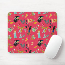 Fun Wizard of Oz on red children's design Mousepad