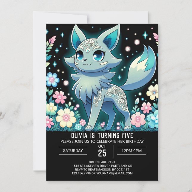 Fun Wolf Digital Geburtstag Einladung (Vorderseite)