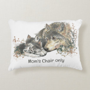 Fun Wolf Mutter mit "Nur der Vorsitz der Mama" Dekokissen