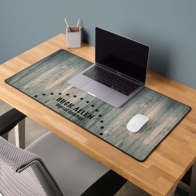 Fun Wood & Stars Western Aussehen Name & Titel Schreibtischunterlage (Büro 2)