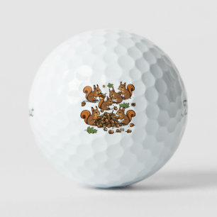 "Fun Woodland Squirrel Illustration" Golfball