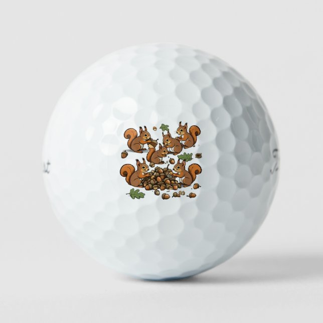 "Fun Woodland Squirrel Illustration" Golfball (Vorderseite)