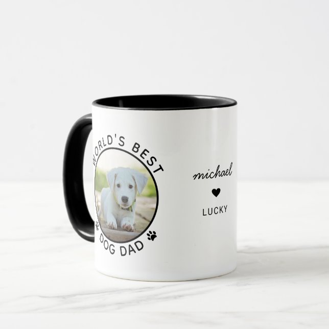 Fun World's Best Dog Vater Personalisiert Name Fot Tasse (Vorderseite Links)