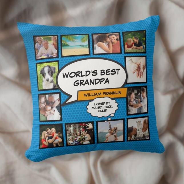 Fun World's Best Grandpa Grandad Foto Blue Kissen (Fun World's Best Grandpa Grandad Photo Blue Throw Pillow)
