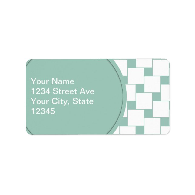 Fun Woven Squares Minze Green Adressaufkleber (Vorne)
