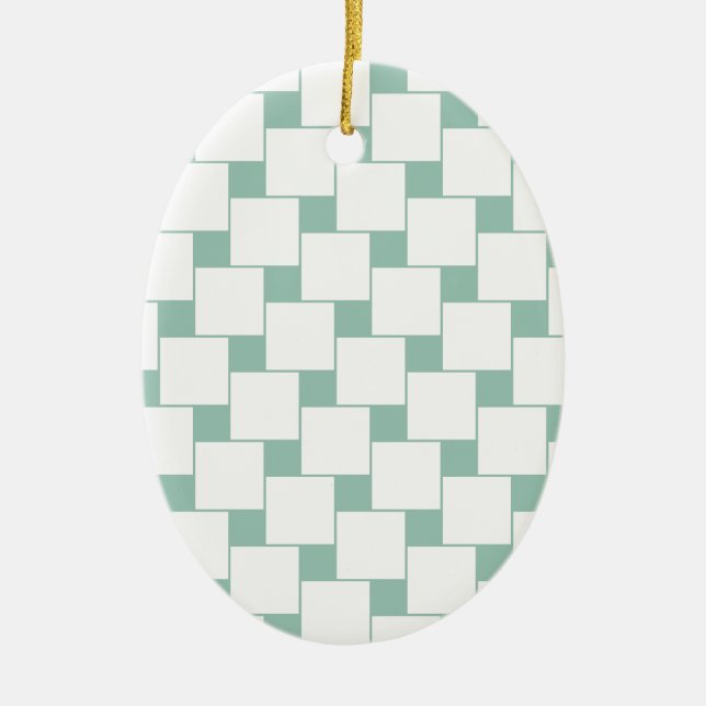 Fun Woven Squares Minze Green Keramik Ornament (Vorne)