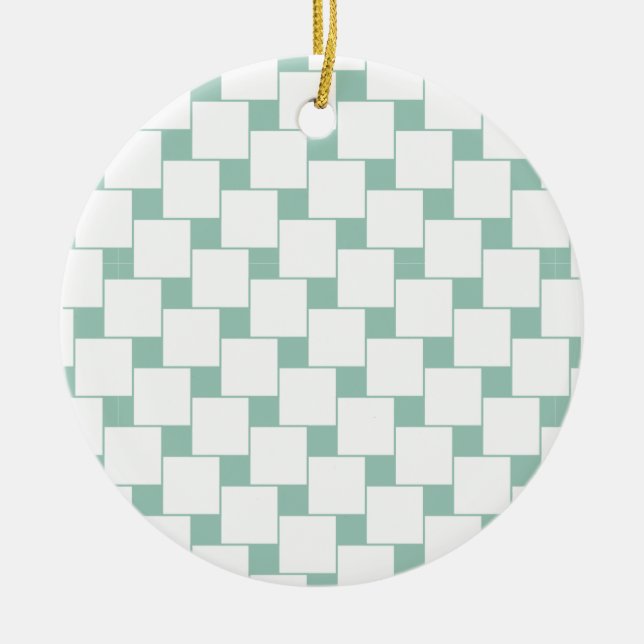 Fun Woven Squares Minze Green Keramik Ornament (Vorne)