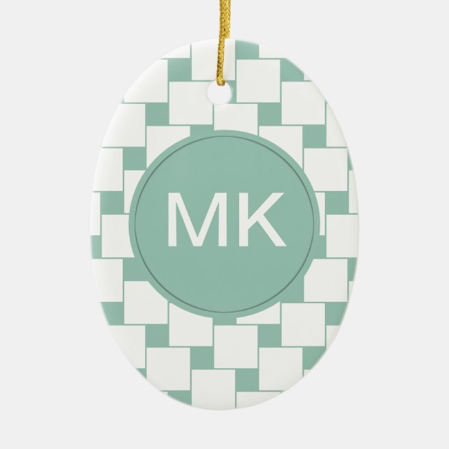 Fun Woven Squares Minze Green Keramik Ornament (Vorne)