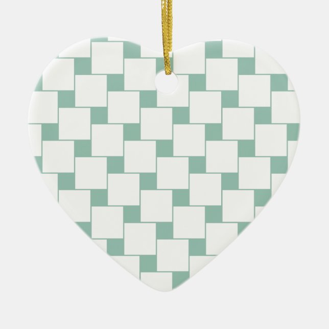 Fun Woven Squares Minze Green Keramikornament (Vorne)