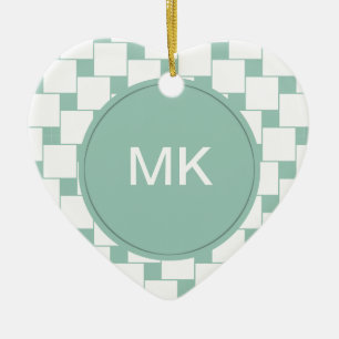 Fun Woven Squares Minze Green Keramikornament