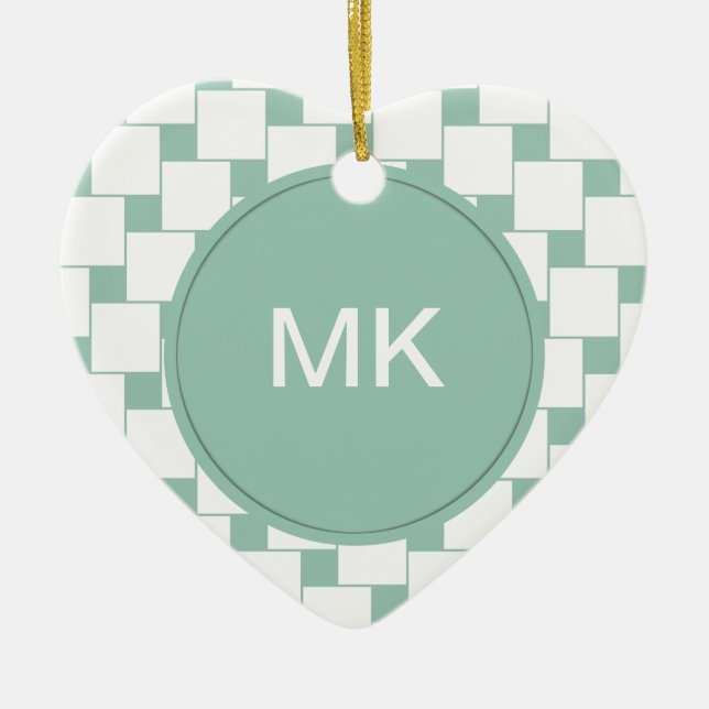 Fun Woven Squares Minze Green Keramikornament (Vorne)