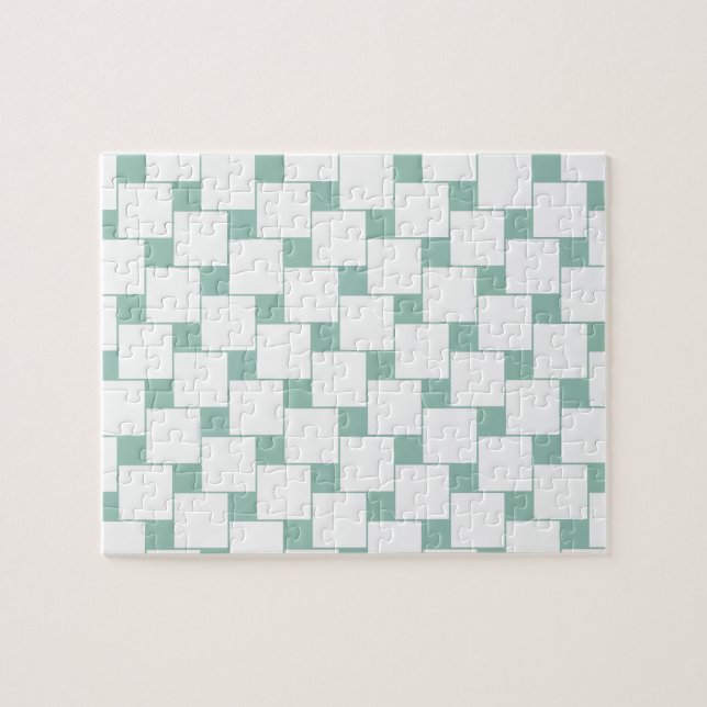 Fun Woven Squares Minze Green Puzzle (Horizontal)