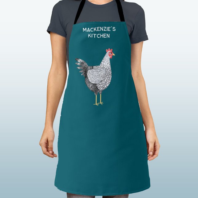 Fun Wyandotte Chicken Hen Wassercolor Personalisie Schürze (Wyandotte Chicken watercolor hen personalized name custom text apron)