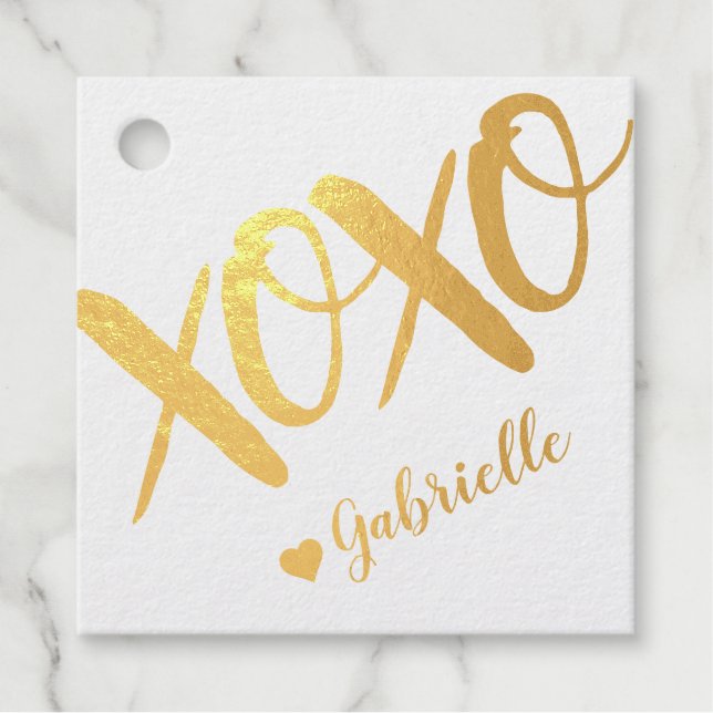 Fun XOXO Pink Teen Party Sweet 16 REAL FOIL Geschenkanhänger (Vorderseite)