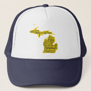 Fun Yellow and Navy Blue Staat in Michigan Cities Truckerkappe