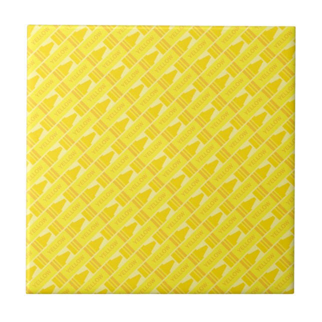 Fun Yellow Crayon Pattern Fliese (Vorderseite)