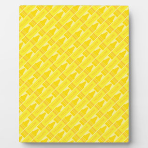 Fun Yellow Crayon Pattern Fotoplatte
