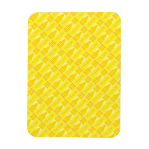 Fun Yellow Crayon Pattern Magnet
