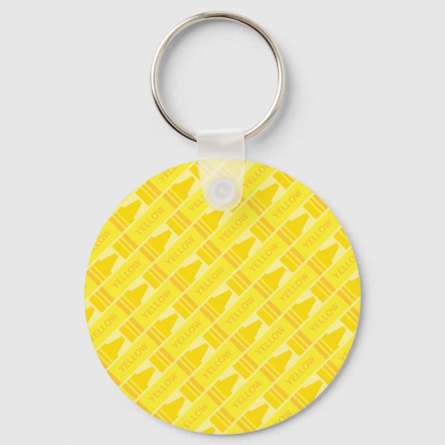Fun Yellow Crayon Pattern Schlüsselanhänger (Vorderseite)