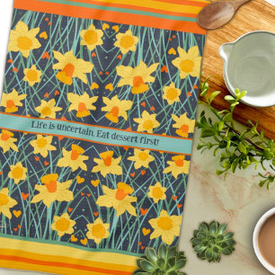Fun Yellow Daffodils Individuelle Name oder Quote  Geschirrtuch