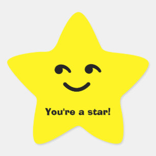 Fun Yellow Happy Lächeln Gesicht Sie sind ein Star Stern-Aufkleber